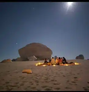 A stunning view of the limestone rock formations during a Black and White Desert Safari in Egypt.