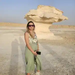 A stunning view of the limestone rock formations during a Black and White Desert Safari in Egypt.